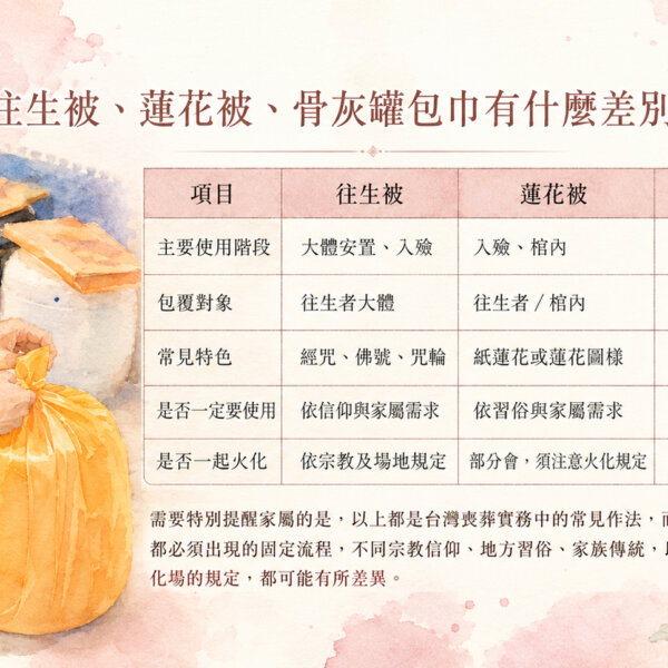 往生被、蓮花被、骨灰罐包巾有什麼不同